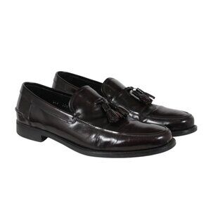 Prada Mens Tassel Loafers Size US 9.5 UK 8.5 Burgundy Red Leather Slip On